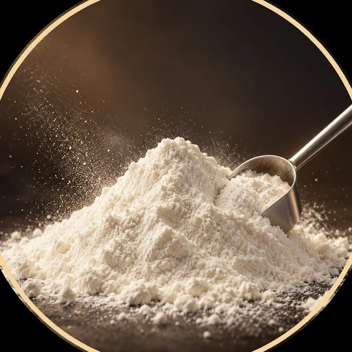 Prebiotic fiber powder with a scoop