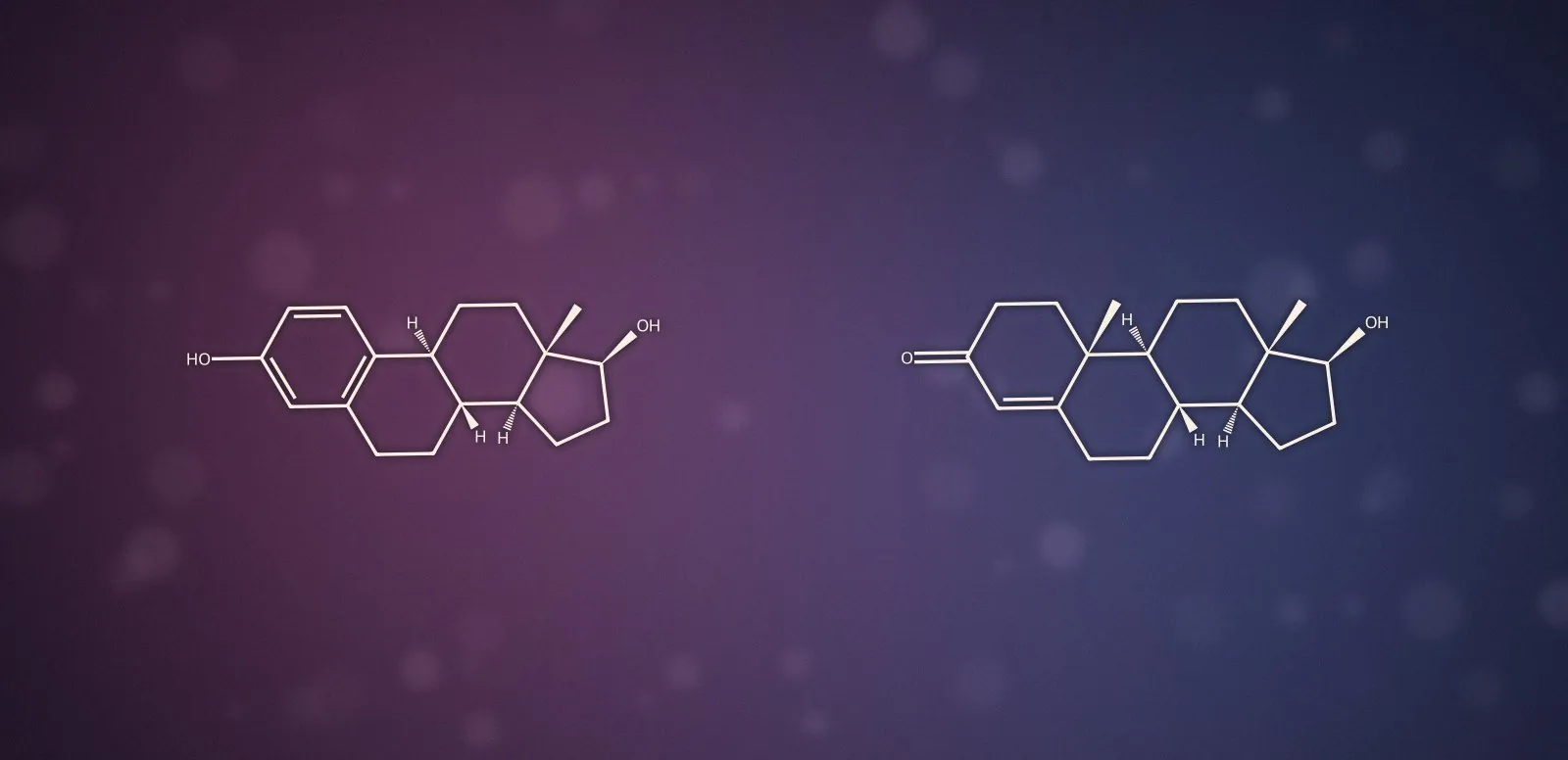 Structures of 17-beta-estradiol and testosterone